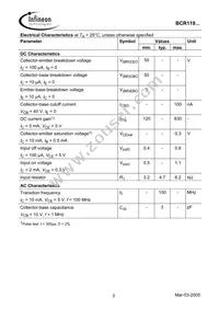 BCR 119T E6327 Datasheet Page 3