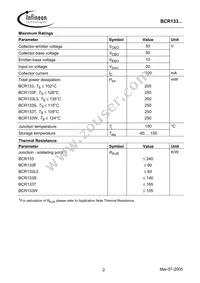 BCR 133T E6327 Datasheet Page 2