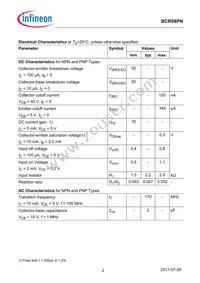 BCR08PNE6327BTSA1 Datasheet Page 2