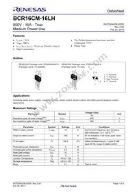 BCR16CM-16LH#BH0 Datasheet Cover