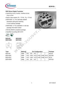 BCR183SE6433BTMA1 Datasheet Cover