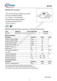 BFG 193 E6433 Datasheet Cover