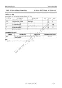 BFG520/XR Datasheet Page 3