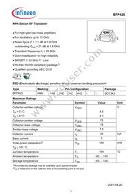 BFP 420F E6327 Datasheet Cover