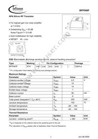 BFP 540F E6327 Datasheet Cover