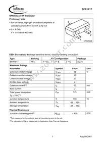 BFR 181T E6327 Datasheet Cover