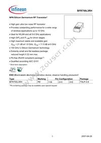 BFR750L3RHE6327XTSA1 Datasheet Cover