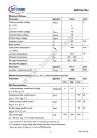 BFR750L3RHE6327XTSA1 Datasheet Page 2