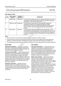 BLF278/01 Datasheet Page 22