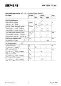 BSM150GB170DN2HOSA1 Datasheet Page 2