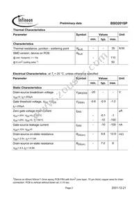 BSO201SPNTMA1 Datasheet Page 2