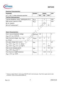 BSP320SL6327HTSA1 Datasheet Page 2