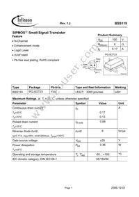 BSS119L6327HTSA1 Datasheet Cover