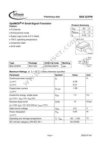 BSS223PW L6327 Datasheet Cover
