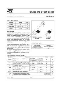 BTA06-700SWRG Datasheet Cover