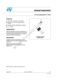 BTA06T-600CWRG Datasheet Cover