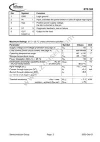 BTS308 E3062A Datasheet Page 2