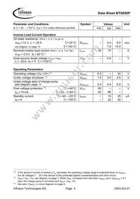 BTS650P E3180A Datasheet Page 4