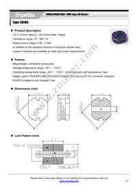 CD104NP-820KC Datasheet Cover