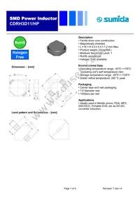 CDRH3D11HPNP-6R8NC Datasheet Cover