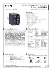 CP10.241-S1 Datasheet Cover