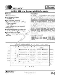 CS4360-KZZR Datasheet Cover