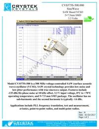 CVS575S-500.000 Datasheet Cover