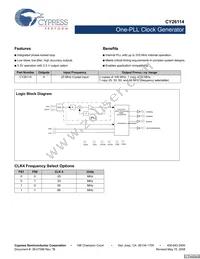 CY26114KZCT Datasheet Cover