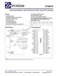 CY28419ZXCT Datasheet Cover