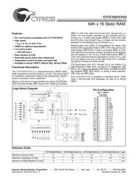 CY7C1021CV33-15ZC Datasheet Cover