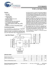 CY7C1062AV33-10BGIT Datasheet Cover