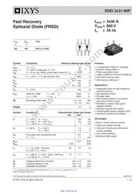 DSEI2X31-06P Datasheet Cover