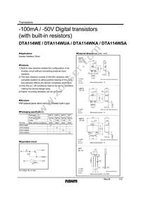 DTA114WSATP Datasheet Cover