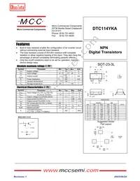 DTC114YKA-TP Datasheet Cover