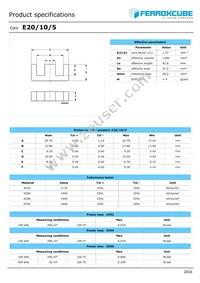 E20/10/5-3F36-G200 Datasheet Cover