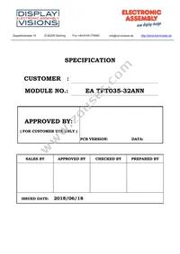 EA TFT035-32ANN Datasheet Cover