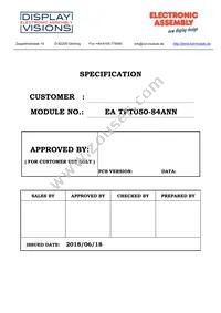 EA TFT050-84ANN Datasheet Cover