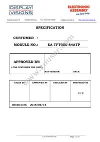 EA TFT050-84ATP Datasheet Cover