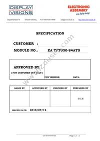 EA TFT050-84ATS Datasheet Cover