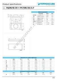 EQ38/8/25-3F4 Datasheet Cover