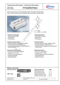 FF400R07KE4HOSA1 Datasheet Cover