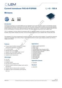 FHS 40-P/SP600 Datasheet Cover