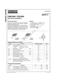FQB1N60TM Datasheet Cover