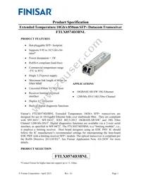 FTLX8574D3BNL Datasheet Cover