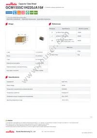 GCM1555C1H220JA16D Datasheet Cover