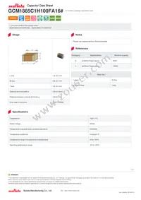 GCM1885C1H100FA16D Datasheet Cover