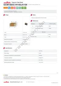 GCM1885C1H100JA16D Datasheet Cover