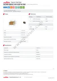 GCM1885C1H152FA16D Datasheet Cover