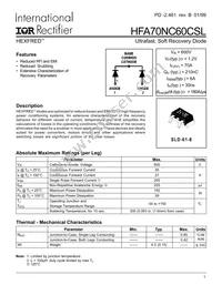 HFA70NC60CSL Datasheet Cover