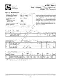 ICS853P022AMLFT Datasheet Page 3
